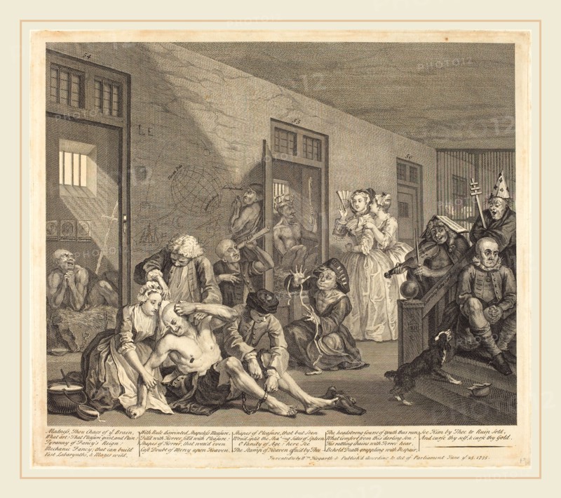 William Hogarth,English, (1697-1764), A Rake's Progress: pl.8, 1735, etching and engraving