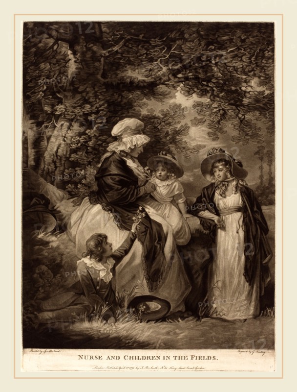 George Keating after George Morland, British (1762-1842), Nurse and Children in the Fields, 1791, mezzotint on laid paper