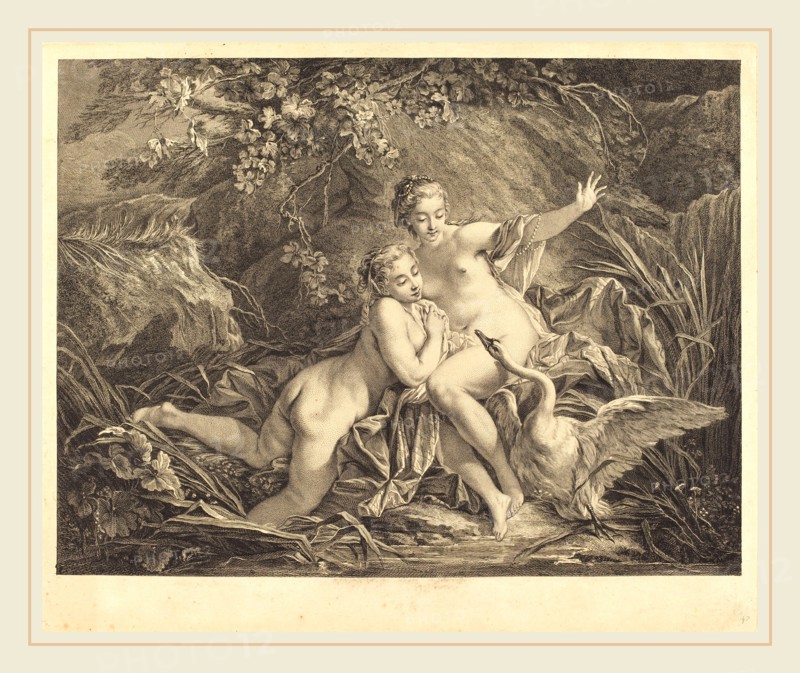 William Wynne Ryland after FranÃ§ois Boucher, British (1732-1783), Jupiter and Leda, 1758, etching and engraving
