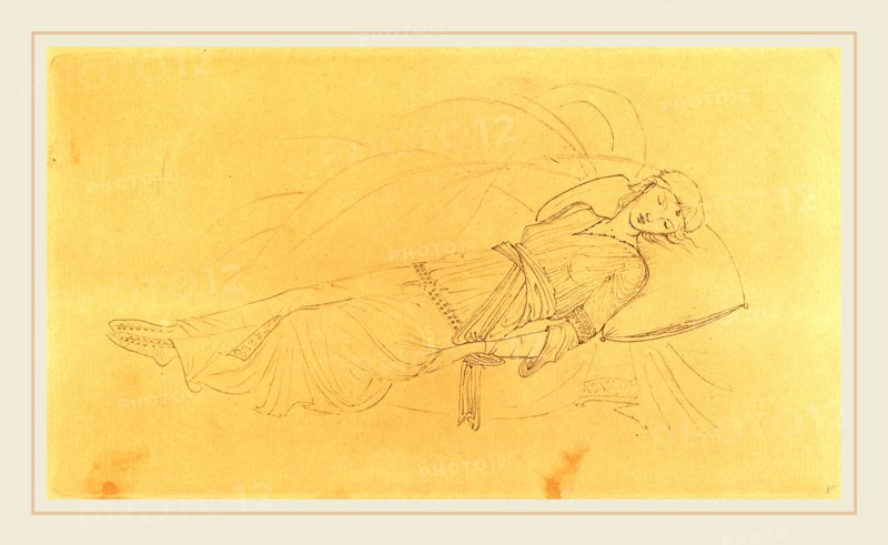 Sir Edward Coley Burne-Jones, British (1833-1898), La Belle au bois dormant, 1894, collotype on light brown wove paper