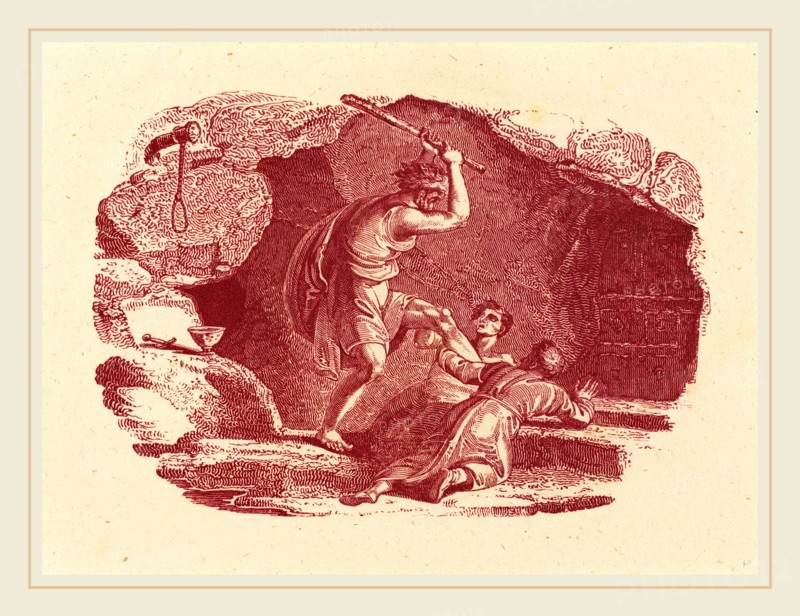 Thomas Bewick, British (1753-1828), Murder Scene, engraving in red on wove paper