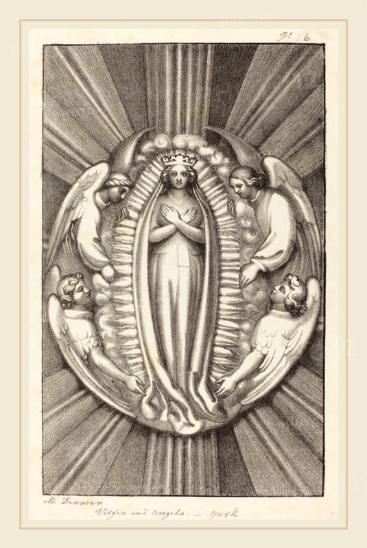Maria Denman after John Flaxman, British (active 1812), Virgin and Angels, a Key Stone in York, published 1829, lithograph [proof before letters]