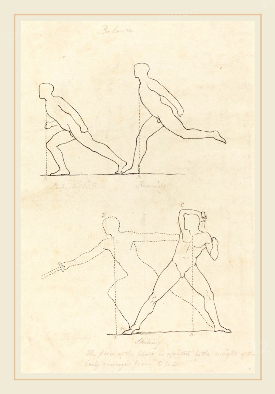 George Scharf after John Flaxman, German (1788-1860), Preparing to Run; Running; Striking, published 1829, lithograph [proof before letters]