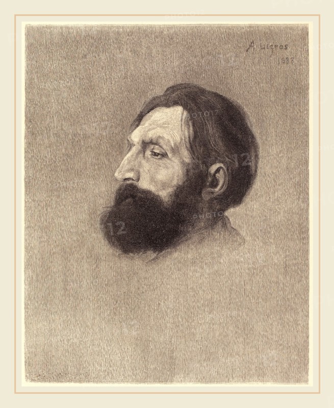 J.H.E. Whitney after Alphonse Legros, British (active 19th century), Portrait of a Man, wood engraving