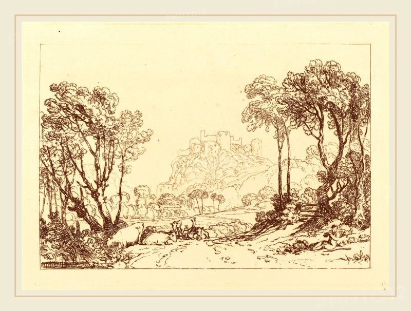 Joseph Mallord William Turner, British (1775-1851), The Castle Above the Meadows, published 1808, etching