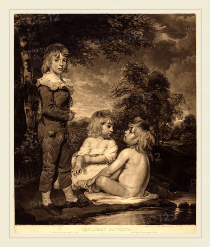 James Ward after John Hoppner, British (1769-1859), Children Bathing (The Hoppner Children), 1804, mezzotint on laid paper