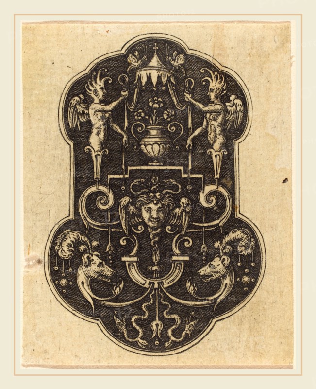 Etienne Delaune, French (1518-1519-1583), Head of Medusa, engraving