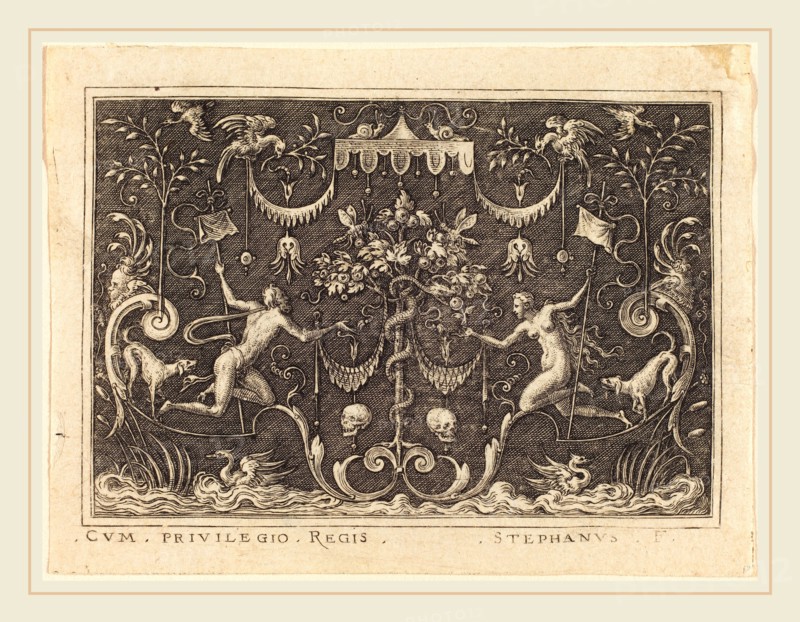 Etienne Delaune, French (1518-1519-1583), The Fall of Man, engraving