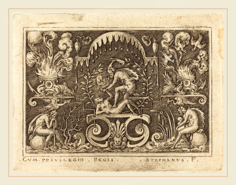 Etienne Delaune, French (1518-1519-1583), Death of Abel, engraving