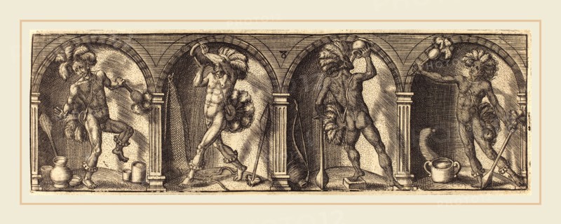 Master AD, French (active c. 1600), Les divers pourtraicts et figures VIII, c. 1600, engraving