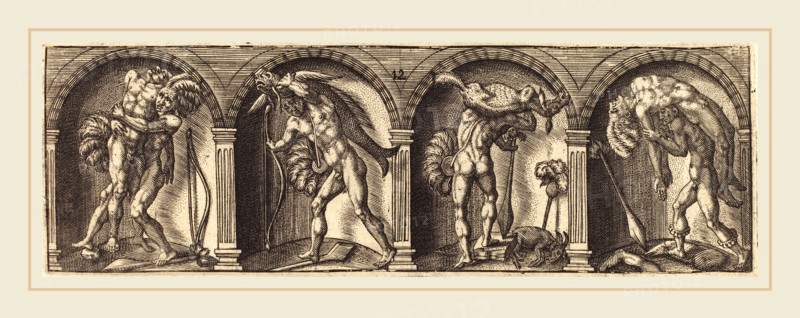 Master AD, French (active c. 1600), Les divers pourtraicts et figures XII, c. 1600, engraving