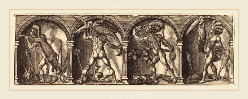 Master AD, French (active c. 1600), Les divers pourtraicts et figures XIII, c. 1600, engraving