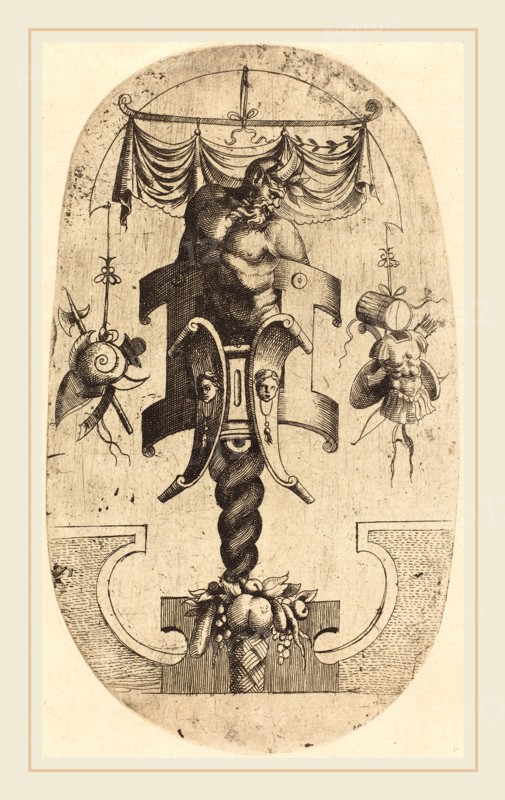 Jean Mignon, French (active 1543-active c. 1545), Satyr Bending Towards the Right, etching