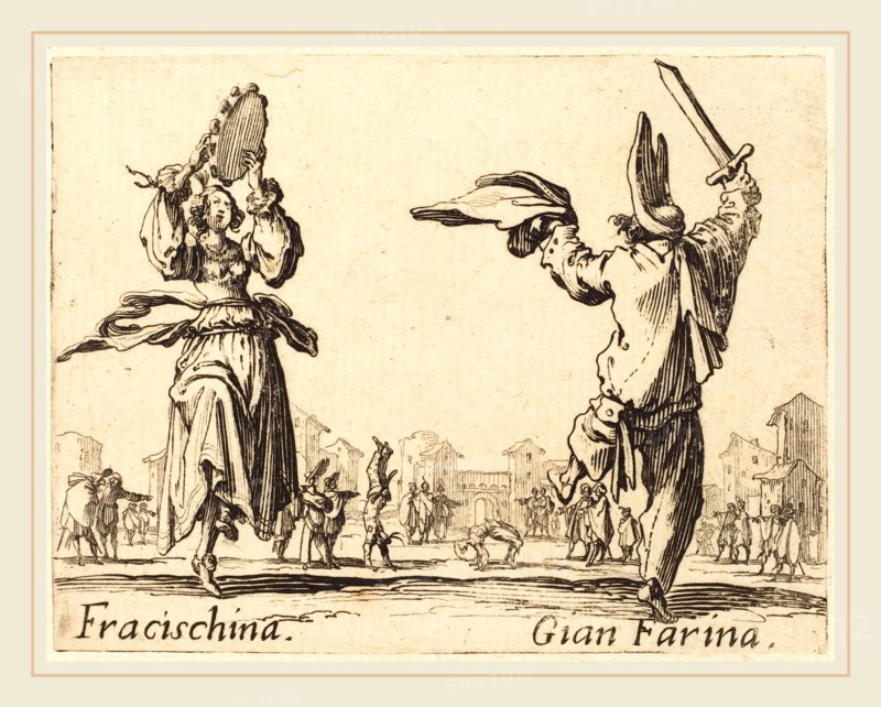 Jacques Callot, French (1592-1635), Fracischina and Gian Farina, c. 1622, etching