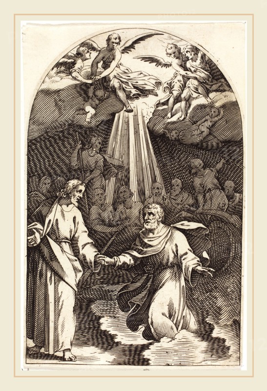 Jacques Callot, French (1592-1635), Christ Walking on the Water [first plate], 1608-1611, engraving