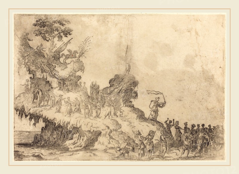 after Jacques Callot, The Float of Mount Parnassus, etching