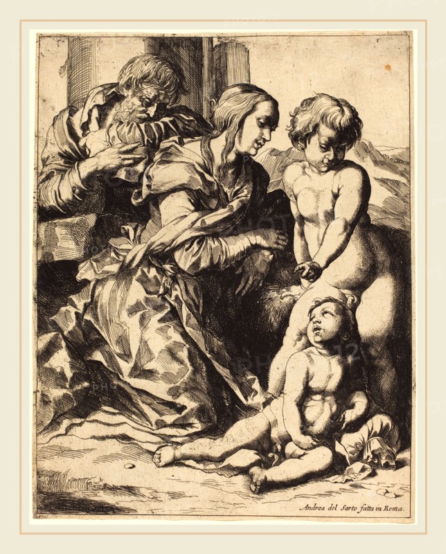 Pierre Brebiette after Andrea del Sarto, French (1598-c. 1650), The Holy Family, etching on laid paper