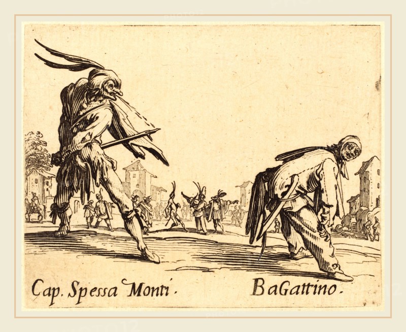 Jacques Callot, French (1592-1635), Cap. Spessa Monti and Bagattino, c. 1622, etching