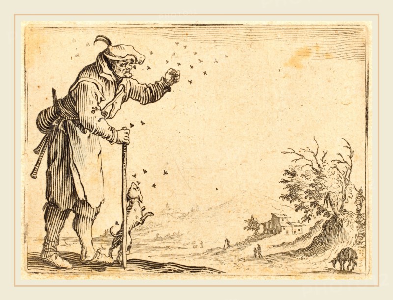 Jacques Callot, French (1592-1635), Peasant Attacked by Bees, c. 1622, etching