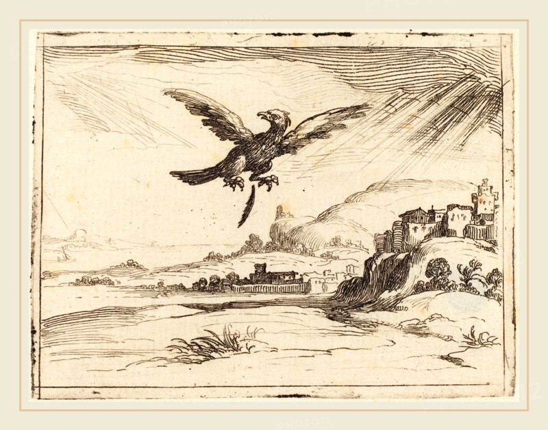 Jacques Callot, French (1592-1635), Eagle Losing an Old Feather, 1628, etching
