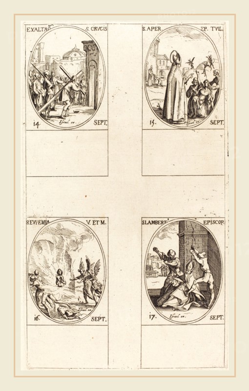 Jacques Callot, French (1592-1635), Exaltation of the Holy Cross; St. Aper; St. Euphemia; St. Lambert, etching