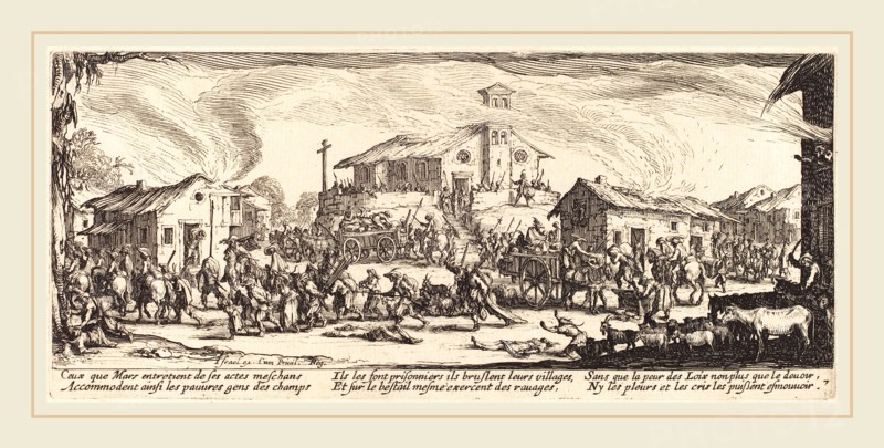 Jacques Callot, French (1592-1635), Plundering and Burning a Village, c. 1633, etching