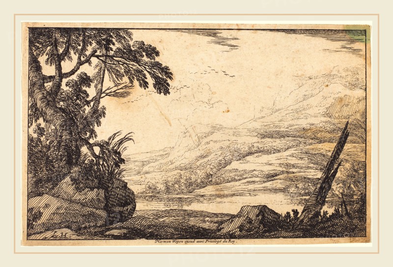 Laurent de La Hyre, French (1606-1656), Mountainous Landscape, 1640, etching on laid paper