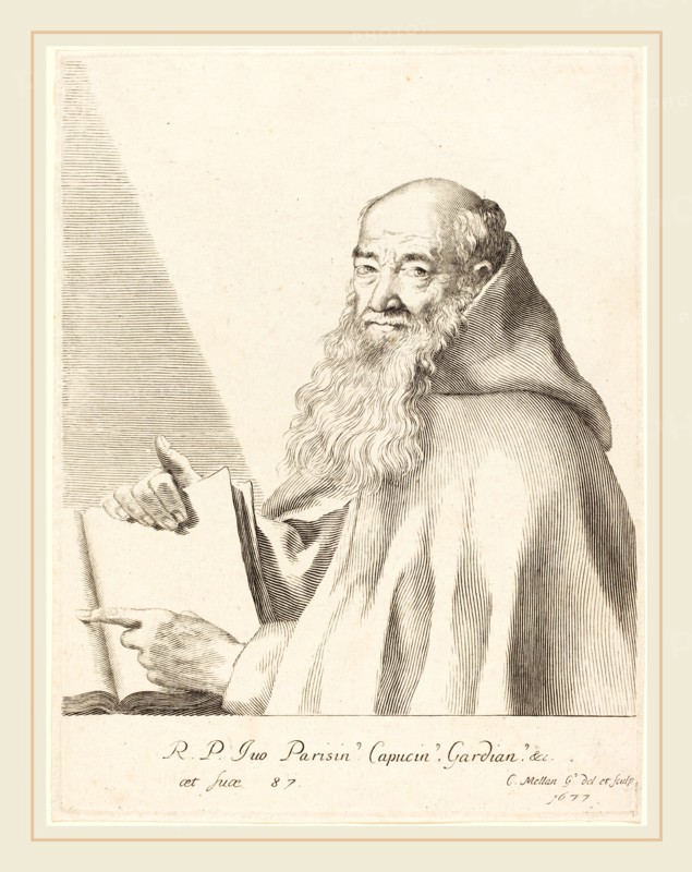 Claude Mellan, French (1598-1688), Pere Ives, 1677, engraving