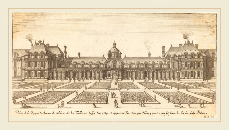 IsraÃ«l Silvestre, French (1621-1691), Palais de la Reyne Catherine de Medicis, 1650-1655, etching