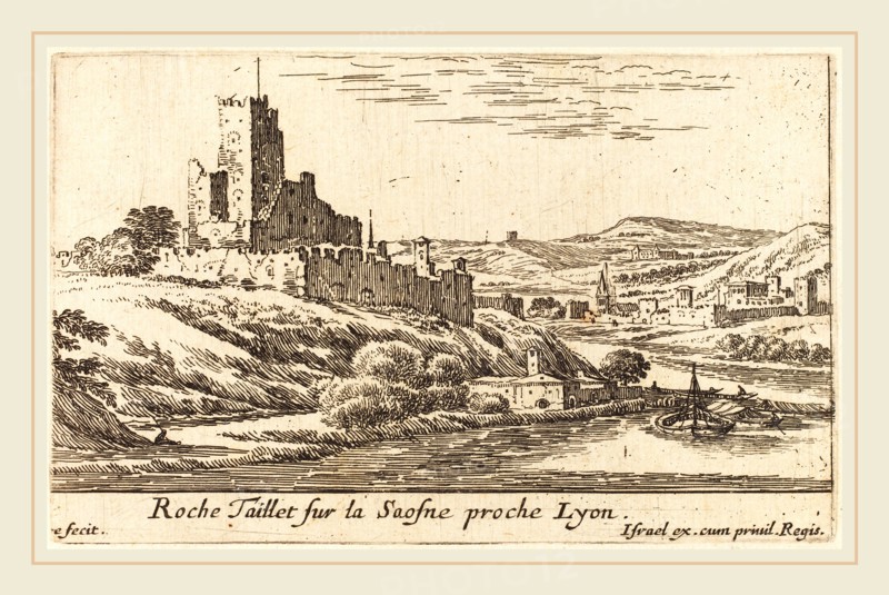 IsraÃ«l Silvestre, French (1621-1691), Roche Taillet sur la Saosne proche Lyon, etching