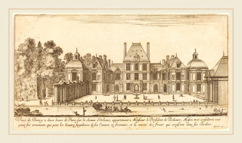 IsraÃ«l Silvestre, French (1621-1691), Veue de Berny a deux lieues de Paris sur le chemin d'Orléans, 1651, etching