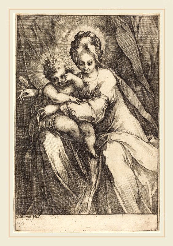 Jacques Bellange, French (c. 1575-died 1616), The Virgin and Child with a Rose, c. 1616-1617, etching