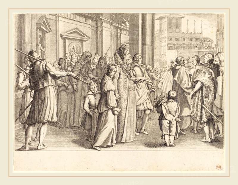 Jacques Callot, French (1592-1635), Grand Duchess at the Procession of the Young Girls, c. 1614, engraving