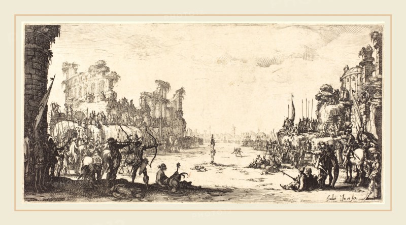 Jacques Callot, French (1592-1635), The Ordeal by Arrows (Saint Sebastian), c. 1632-1633, etching and engraving