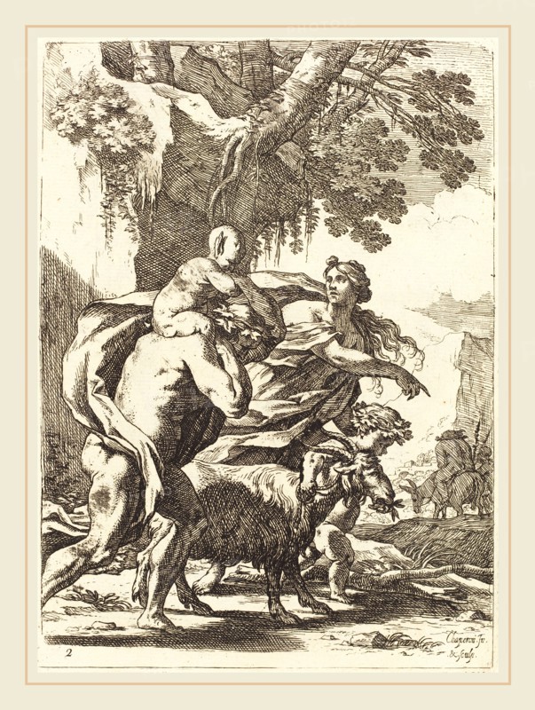 Nicolas Chapron, French (1612-c. 1656), Faun and Bacchante with a Child, 1650s, etching with engraving on laid paper