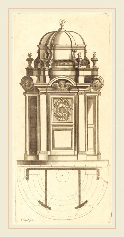 Jean Le Blond, French (c. 1635-1709), Plan et elevation des plus beaux confessionnaux de Paris, tres fidelemant mesure, published 1688, engraving