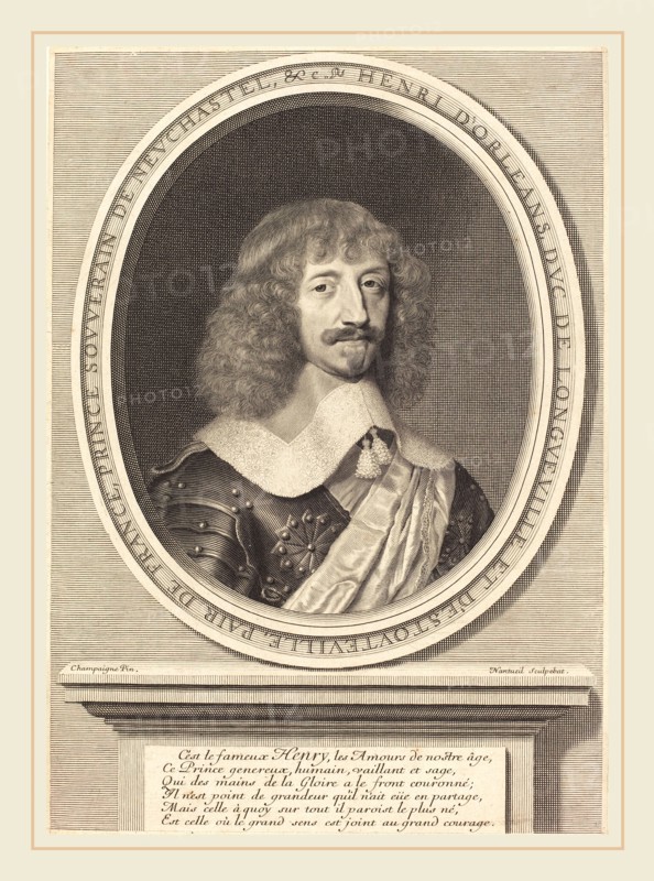 Robert Nanteuil after Philippe de Champaigne, French (1623-1678), Henri II d'Orléans, Duc de Longueville, 1655, engraving