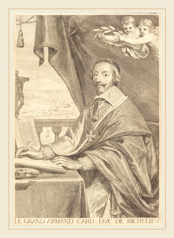 Claude Mellan, French (1598-1688), Armand Jean du Plessis, Cardinal Richelieu, engraving on laid paper
