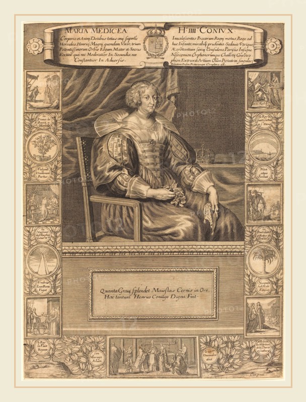 French 17th Century, Marie de Medici, engraving