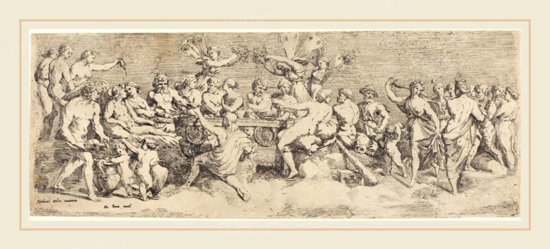 FranÃ§ois Perrier after Raphael, French (1590-1650), The Wedding Feast of Cupid and Psyche, c. 1635, etching with engraving on laid paper