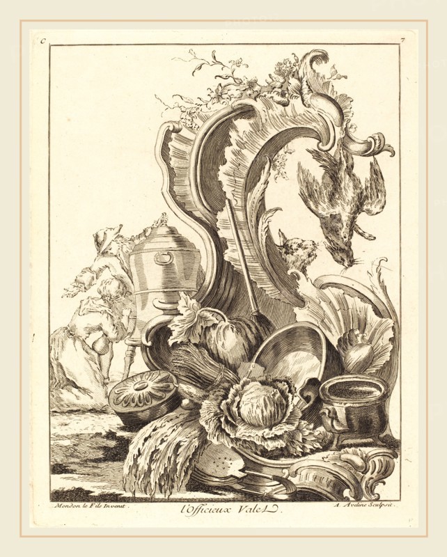 Antoine Aveline after Jean Mondon, French (1691-1743), l'Officieux Valet, 1736, etching with engraving on laid paper