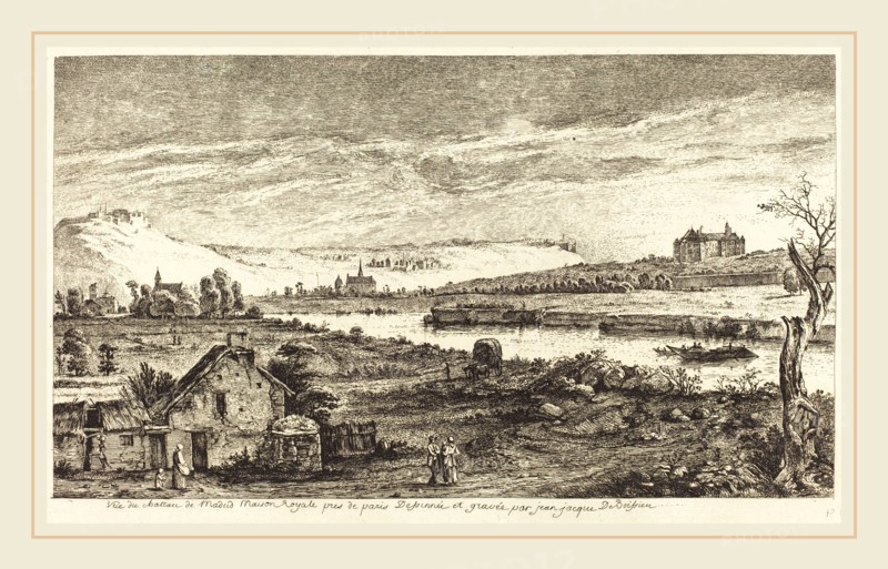 Jean-Jacques de Boissieu, French (1736-1810), Vue du chateau de Madrid, etching