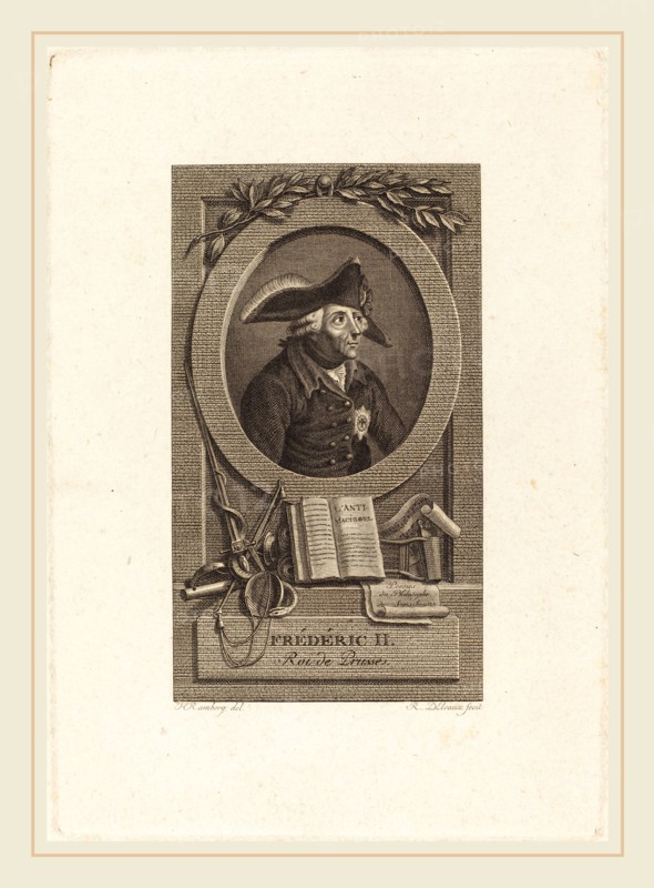 Remi-Henri-Joseph Delvaux after Johann Heinrich Ramberg, French (1748 or 1750-1823), Frederick the Great, King of Prussia, engraving on laid paper