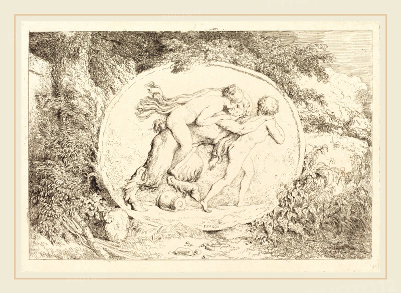 Jean-Honoré Fragonard, French (1732-1806), Nymph Astride a Satyr (Jeune fille a califourchon sur un satyre), 1763, etching