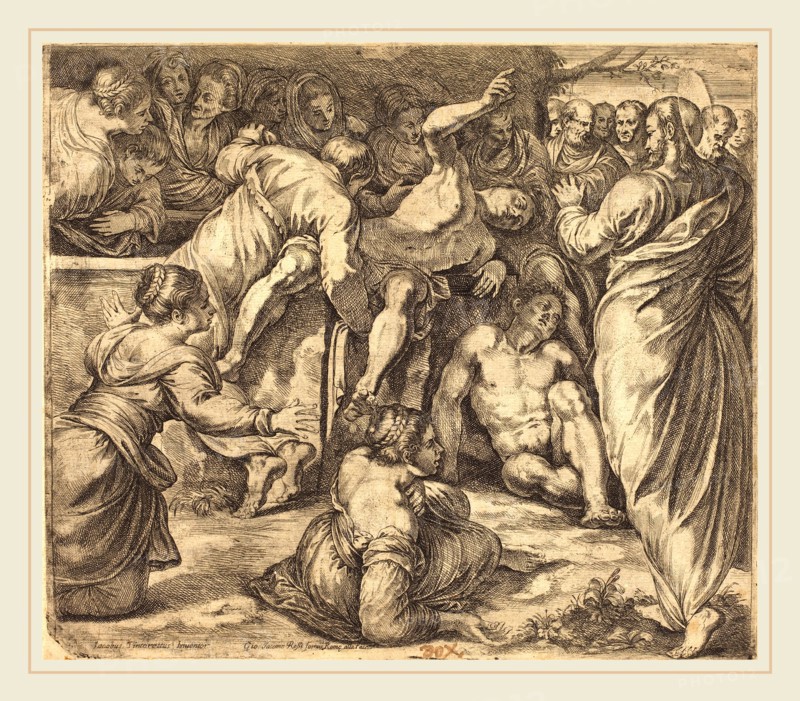 Guillaume Courtois after Tintoretto (Italian (born in France) 1628-1679), The Raising of Lazarus, etching on laid paper