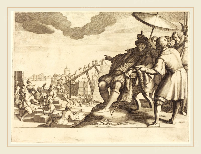 Jacques Callot, French (1592-1635), Construction and Fortification of the Port  of Livorno, c. 1614, engraving on laid paper [restrike]