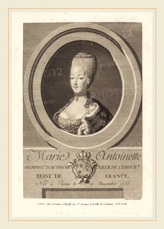 Charles-Eugene Duponchel, French (1748-c. 1780), Marie-Antoinette, engraving on laid paper