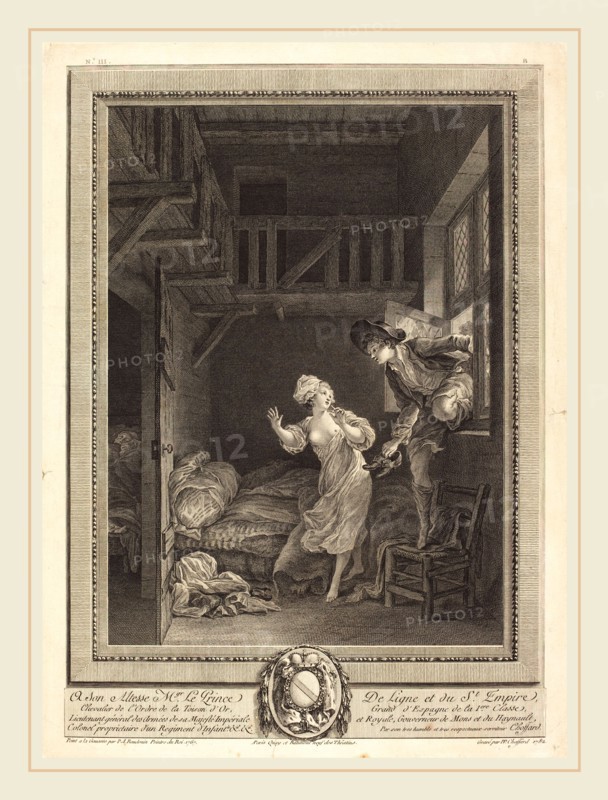 Pierre-Philippe Choffard after Pierre-Antoine Baudouin, French (1730-1809), Marchez tout doux, parlez tout bas, 1782, engraving and etching