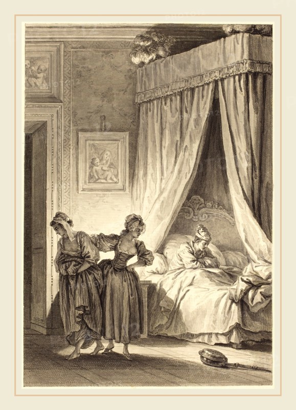 Philippe Triere and Antoine-Jean Duclos after Jean-Honoré Fragonard, French (1756-c. 1815), La gageure des trois commeres: La servante, etching touched with China ink