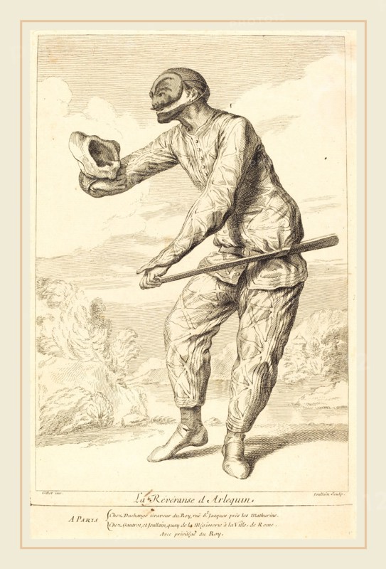 FranÃ§ois Joullain after Claude Gillot, French (1697-1778), La Révéranse d'Arlequin, c. 1730, etching on laid paper